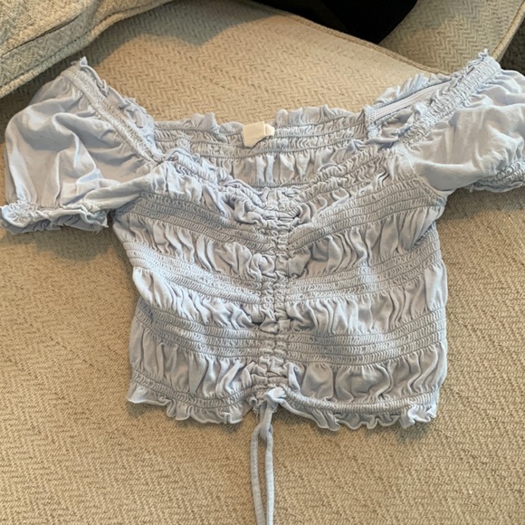 Garage off the shoulder blue cropped top - Picture 1 of 2